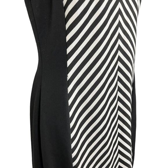 CALVIN KLEIN Black White Striped Herringbone Sleeveless Stretch Knit Dress sz 4 - Picture 6 of 15